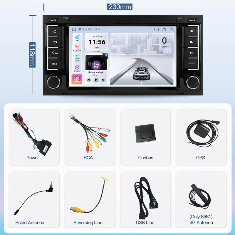SZLELV 4G DSP Android 15 Auto Car Radio Multimedia GPS For VW Volkswagen Touareg Transport