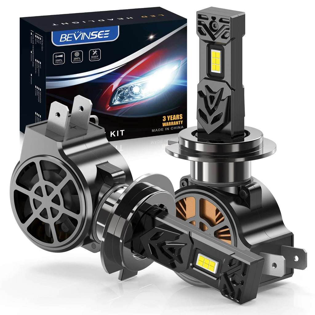 BEVINSEE 100W H7 LED Car Headlight Bulbs H11 Auto LED Lamps Fog Lights High Power 6000K Wh