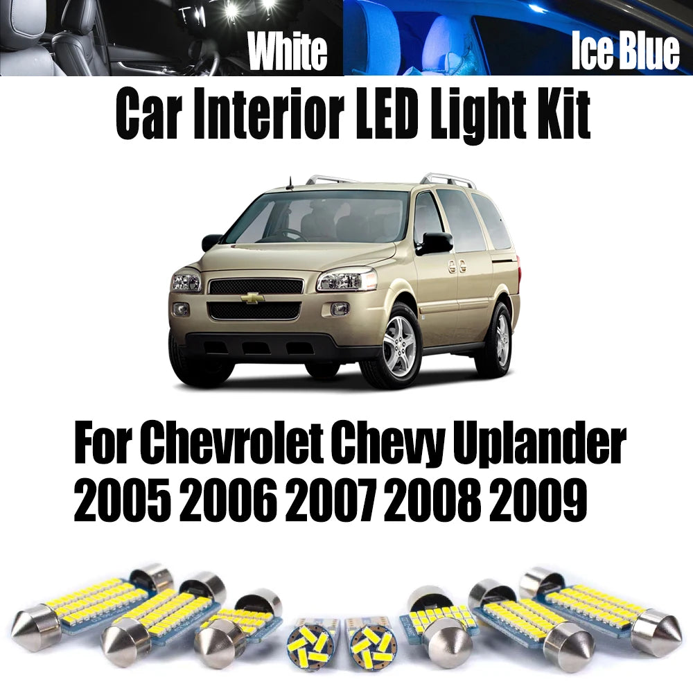 14-Piece LED Interior Light Kit for Chevrolet Chevy Uplander 2005-2007 - Canbus Dome Map Door Trunk Bulbs | AUTOKITSHOP