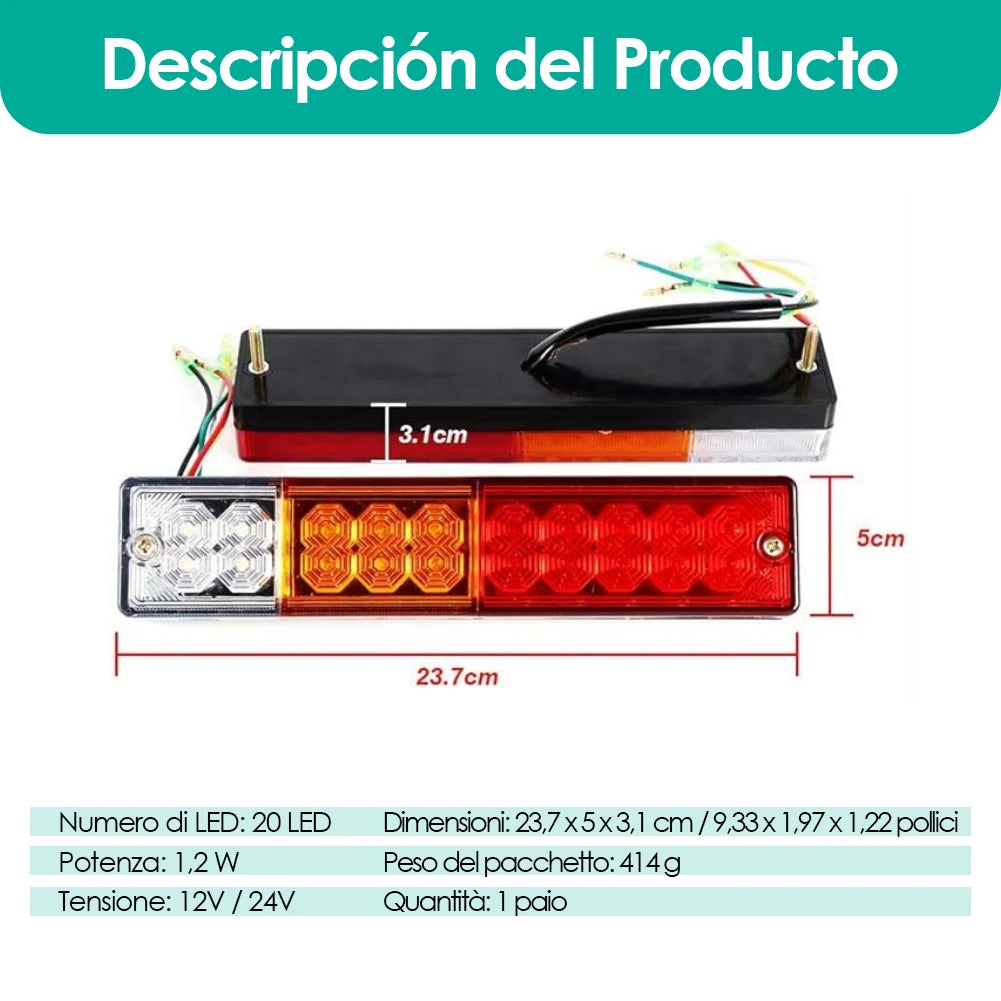 2pcs LED 12V/24V Tail Light Waterproof Car Truck Trailer Camper Van Stop Brake Rear Reverse Indi - Canbus LED Car Light