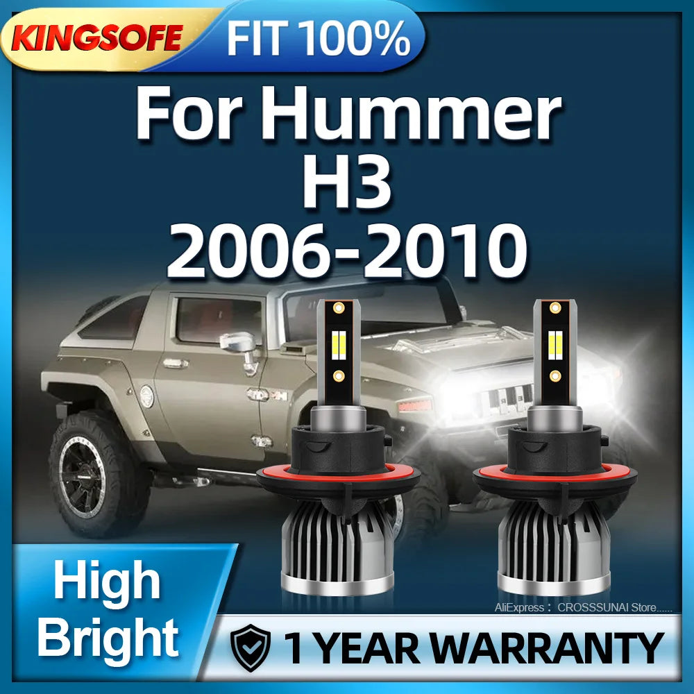 Headlight 28000LM CSP Chip LED H13 6000K Car Light 12V High-Speed Fan Cooling For Hummer H