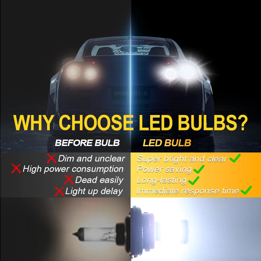 TOAUTO 2PCS P21 LED Light Car BA15S BAU15S BAY15D P21W PY21W Signal Light Additional Brake