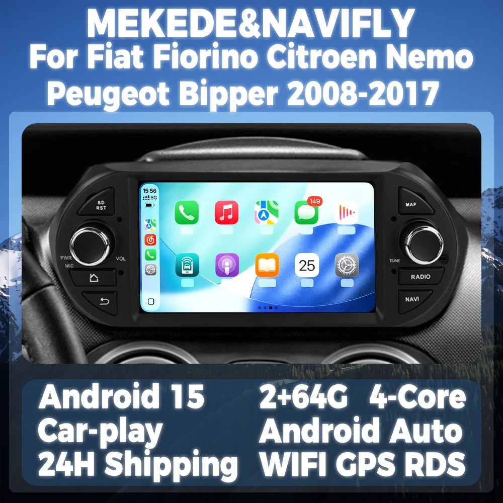 Wireless CarPlay Android Auto For Fiat Fiorino Citroen Nemo Peugeot Bipper 2008-2017 Andro