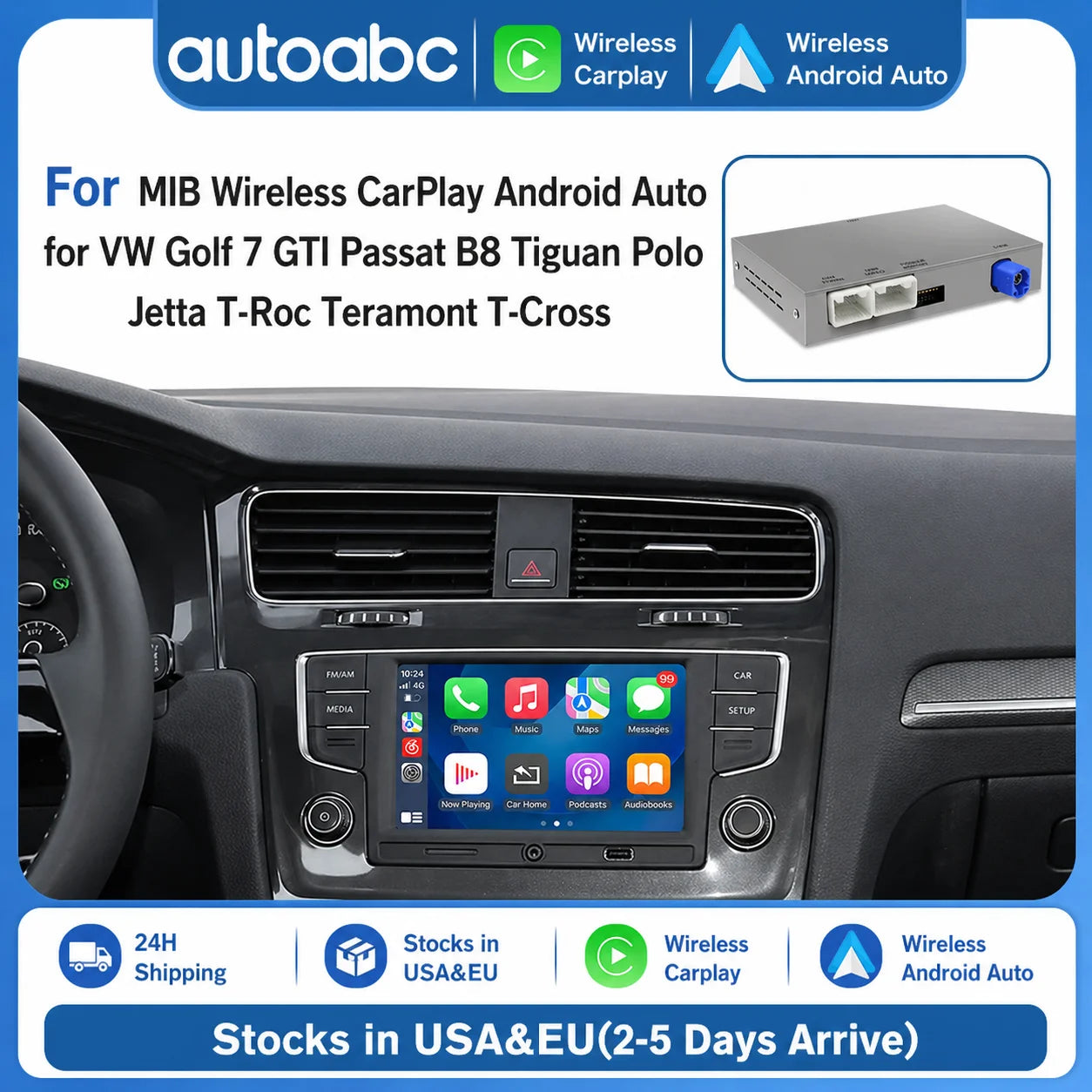 Wireless Carplay For VW Volkswagen Skoda Octavia A5 Golf 7 Polo Passat B8 Android Auto Mod | AUTOKITSHOP