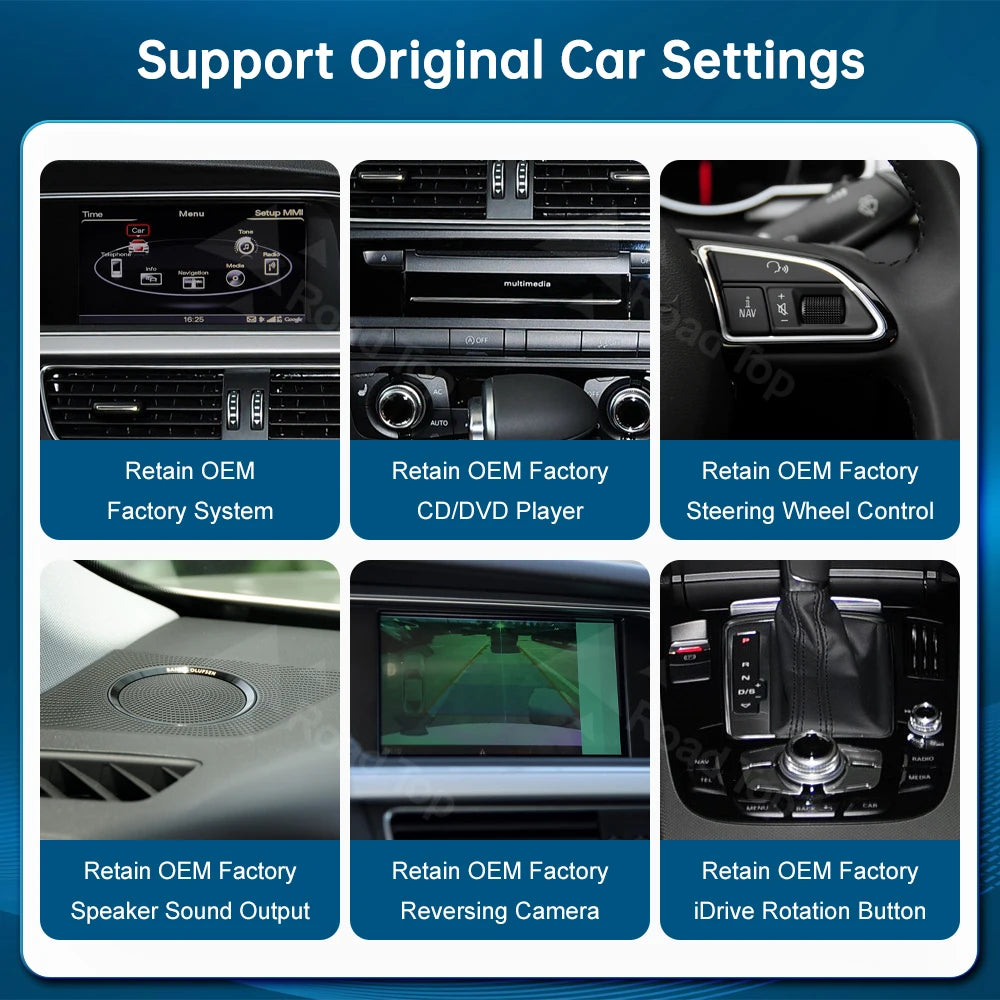 RoadTop Linux Touch Screen Wireless Carplay Car Multimedia Display For Audi A5 2008-2016 W | AUTOKITSHOP