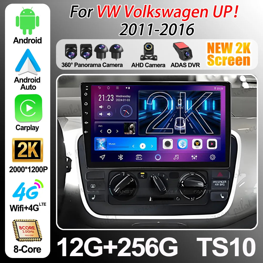 Stereo Head Unit For VW Volkswagen UP！2011 2012 2013 2014 2015 2016 Android 16 Multimedia  | AUTOKITSHOP