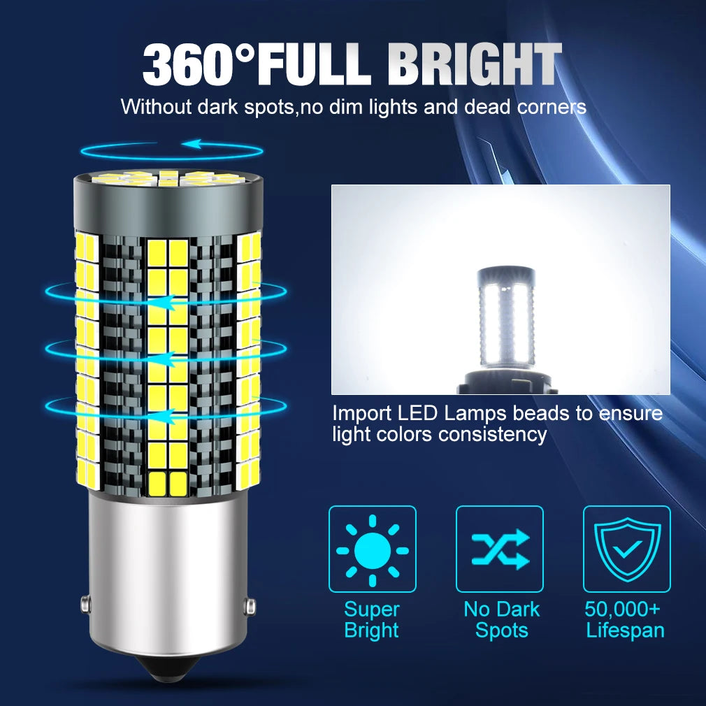 50W 1156 BA15S P21W BAU15S PY21W 7440 W21W P21/5W 1157 BAY15D 7443 LED Bulbs 126SMD Car LE