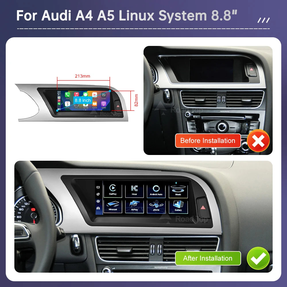 8.8inch Car Radio Multimedia Linux Screen For Audi A4 A5 2009-2012 with Wireless CarPlay A | AUTOKITSHOP