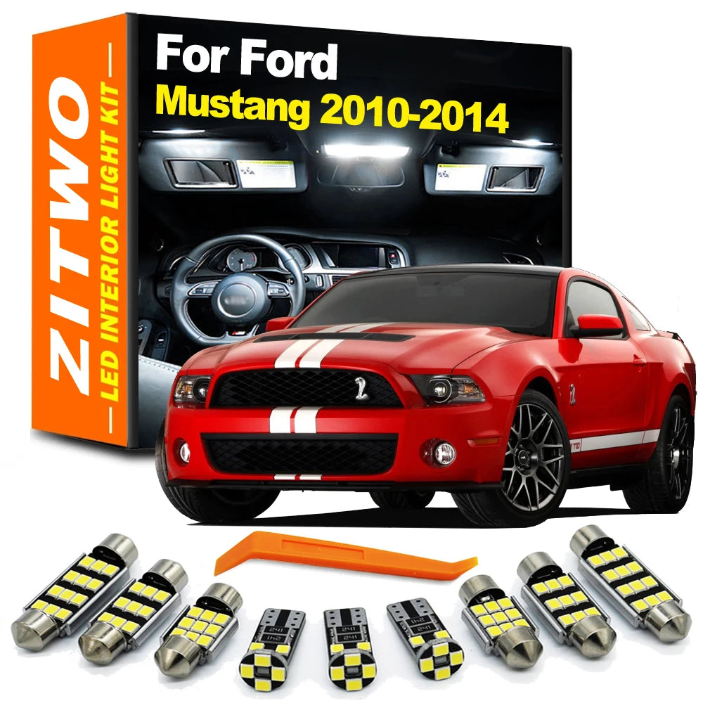 ZITWO 11Pcs Car LED Bulb Accessories Interior Reading Light Kit For Ford Mustang 2010 2011 2012 2013 2014 Vanity Mirror Lamp