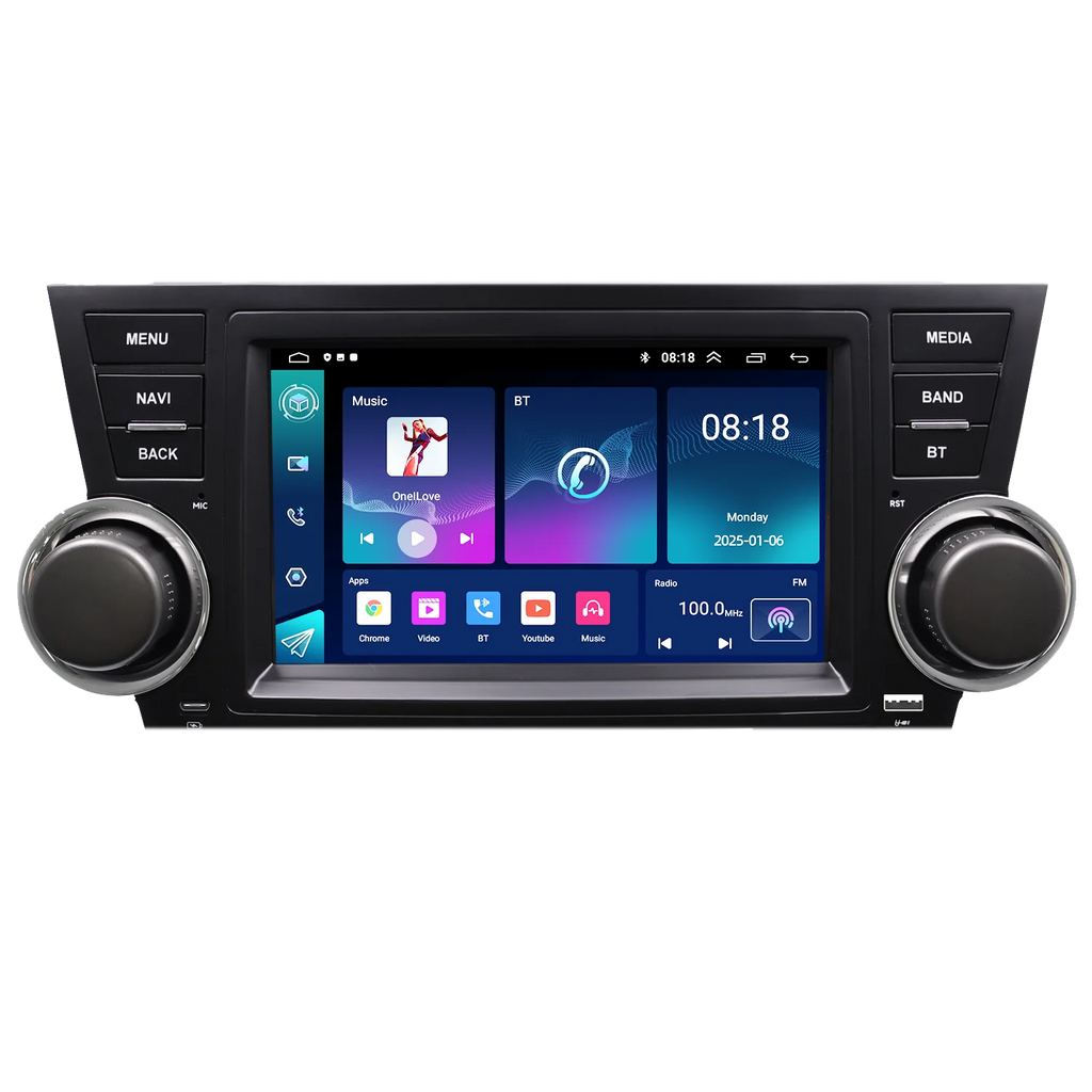 8" Android Car Radio GPS for Toyota Highlander 2008-2013 - CarPlay Auto Nav Bluetooth Steering Control