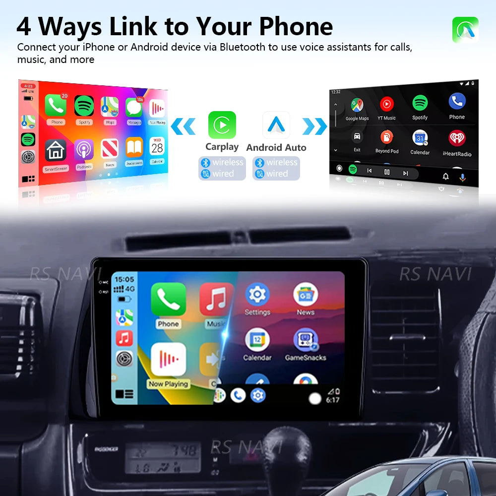 Android 16 Carplay Auto Qualcomm 2K QLED Screen Car Radio Player For Toyota Wish XE10 2003