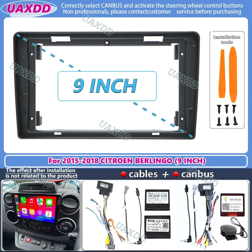 For 2015-2018 CITROEN BERLINGO PEUGEOT PARTNER 9INCH Car stereo radio Android frame panel