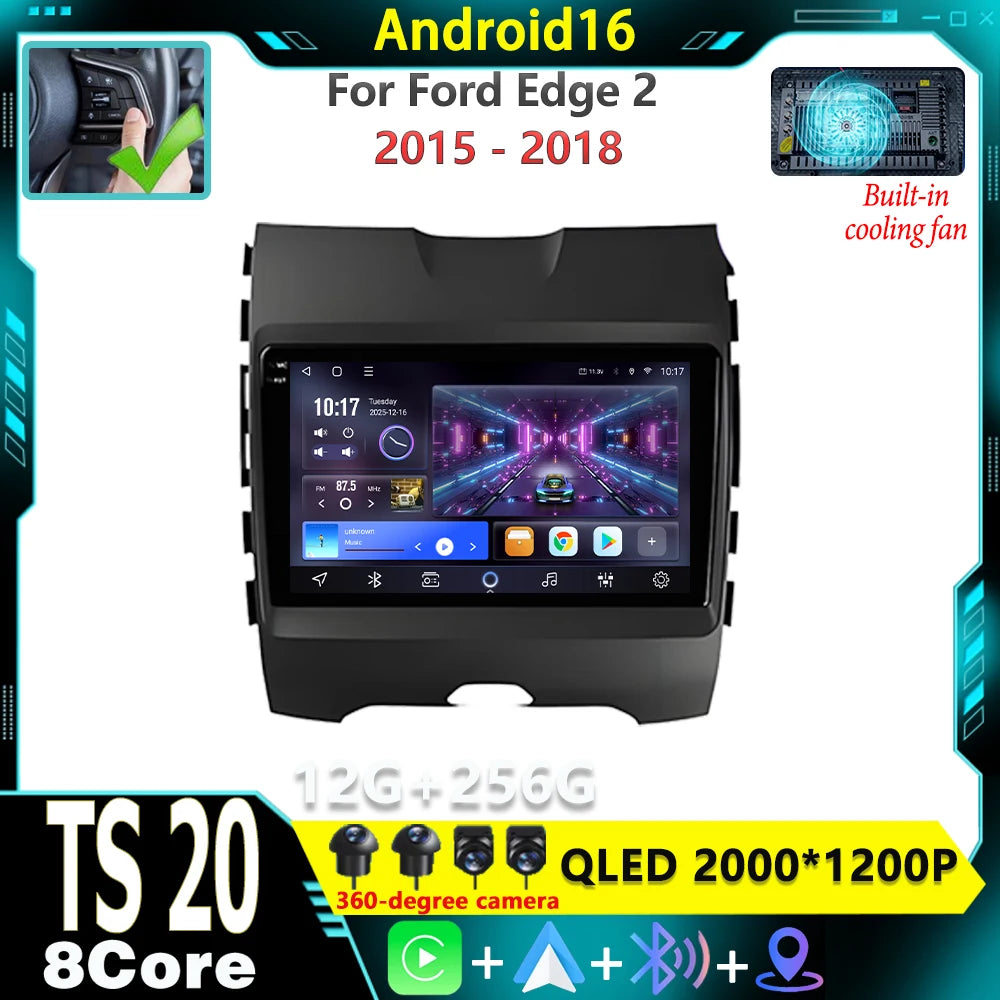 ndroid 16 Car Radio For Ford Edge 2 2015 2016 2017 2018 BT 4G WIFI Qualcomm Multimedia Vid