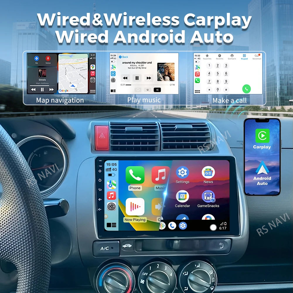 Android 16 2K QLED For Honda Jazz 1 GD 2001 - 2008 Fit 2001-2009 Car Radio Multimedia Vide