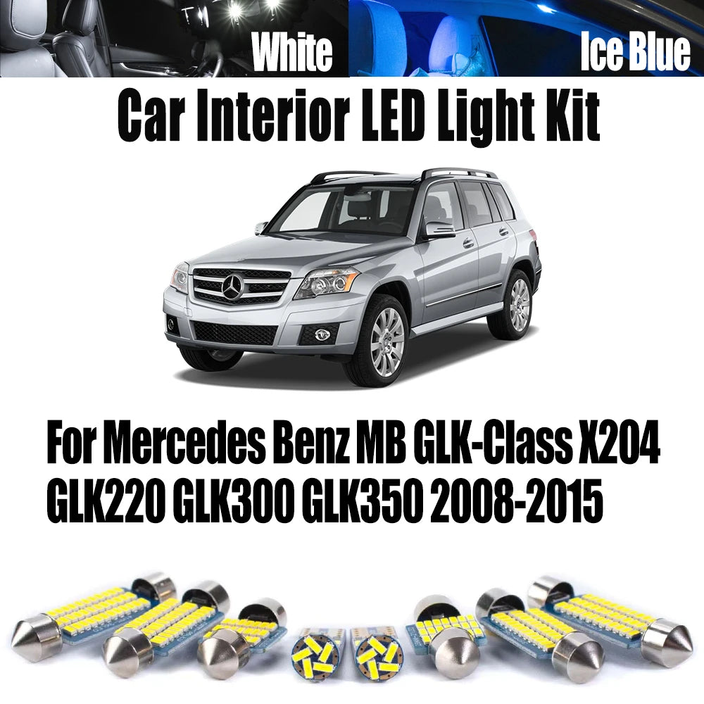 18-Piece LED Interior Light Kit for Mercedes Benz MB GLK-Class X204 GLK220 GLK300 GLK350 2008-2015 - Canbus Dome Map ...