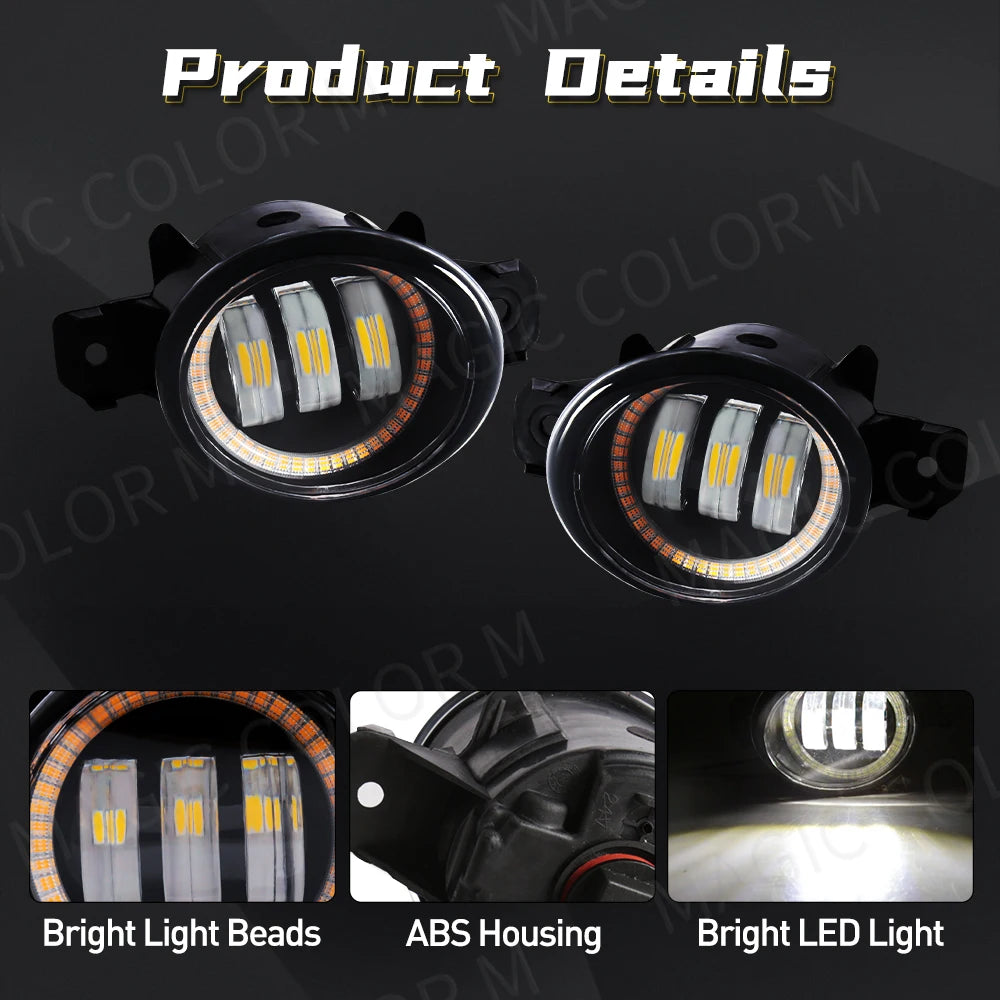 2 X Angel Eye Fog Light Assembly For Nissan X-Trail Rogue T32 2014 2015 2016 Car LED Lens  | AUTOKITSHOP