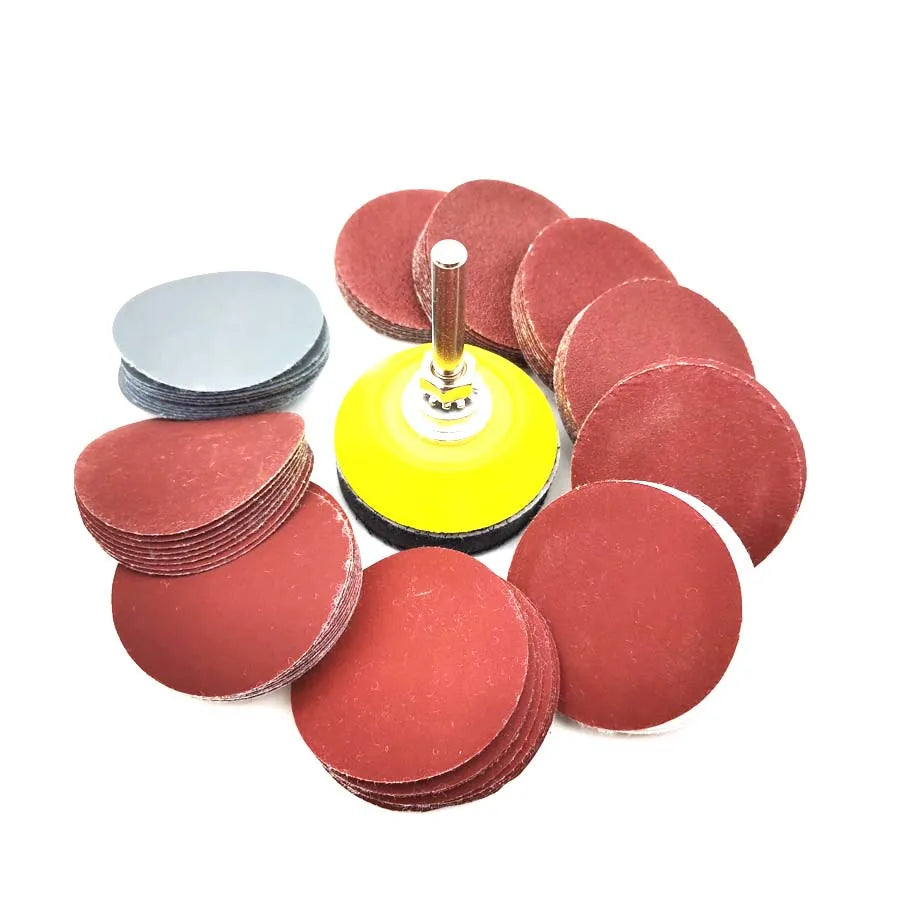 2" Sanding Disc Sand Paper Hook Loop Sander+Backer Pad+M6 Drill Adapter