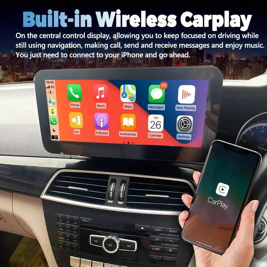 Carplay Screen Stereo Navi Car Radio For Mercedes Benz C Class W204 2011-2014 CarPlay BT A
