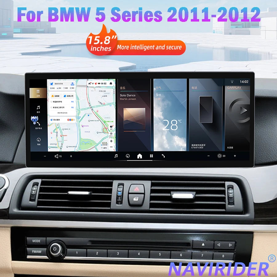 DSP 15.8Inch Car Radio 4G Android Auto Stereo GPS Screen Navigation CarPlay For BMW 5 Seri