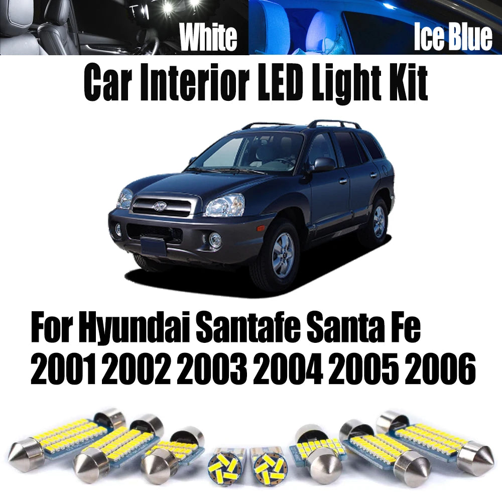 7-Piece LED Interior Light Kit for Hyundai Santafe Santa Fe - Canbus Error-Free Bulbs | AUTOKITSHOP