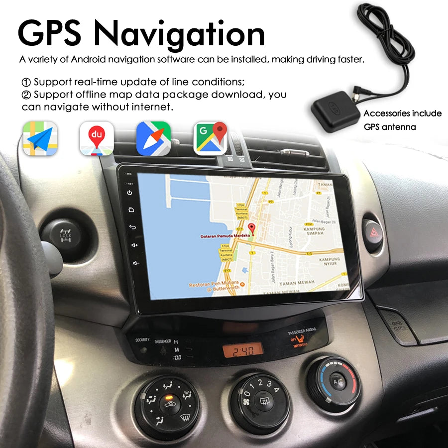 8GB+128GB GPS Navigation Android 14 AI Voice Car Radio Stereo For Toyota RAV4 Rav 4 2006-2