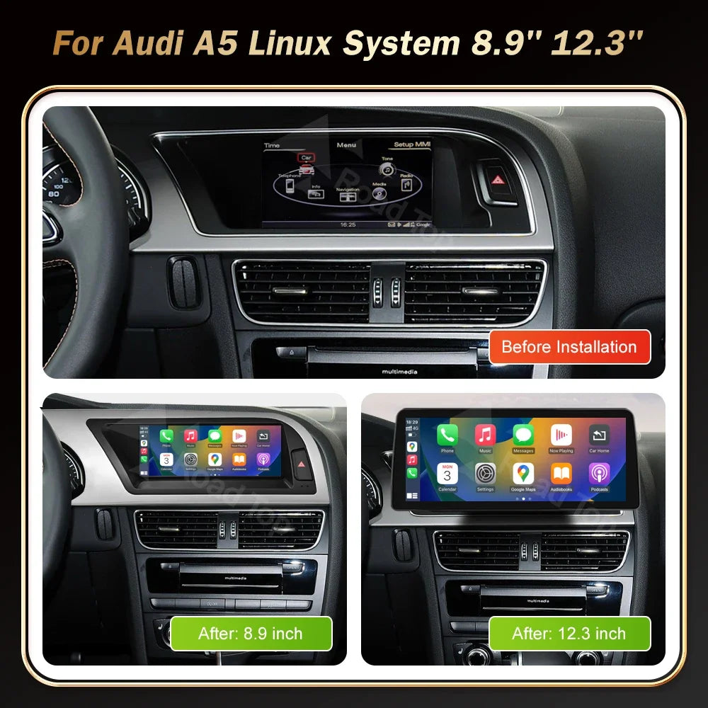 RoadTop 12.3 Wireless CarPlay Multimedia EU Ultra-thin Linux Screen Android Auto For Audi