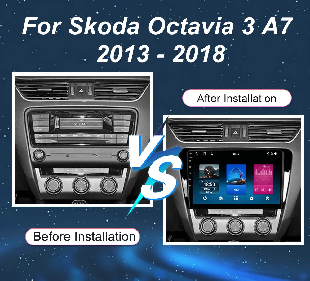 Android 16 Car DVD For Skoda Octavia 3 A7 2013 2014 2015 2016 2017 2018 Auto Multimidia Vi