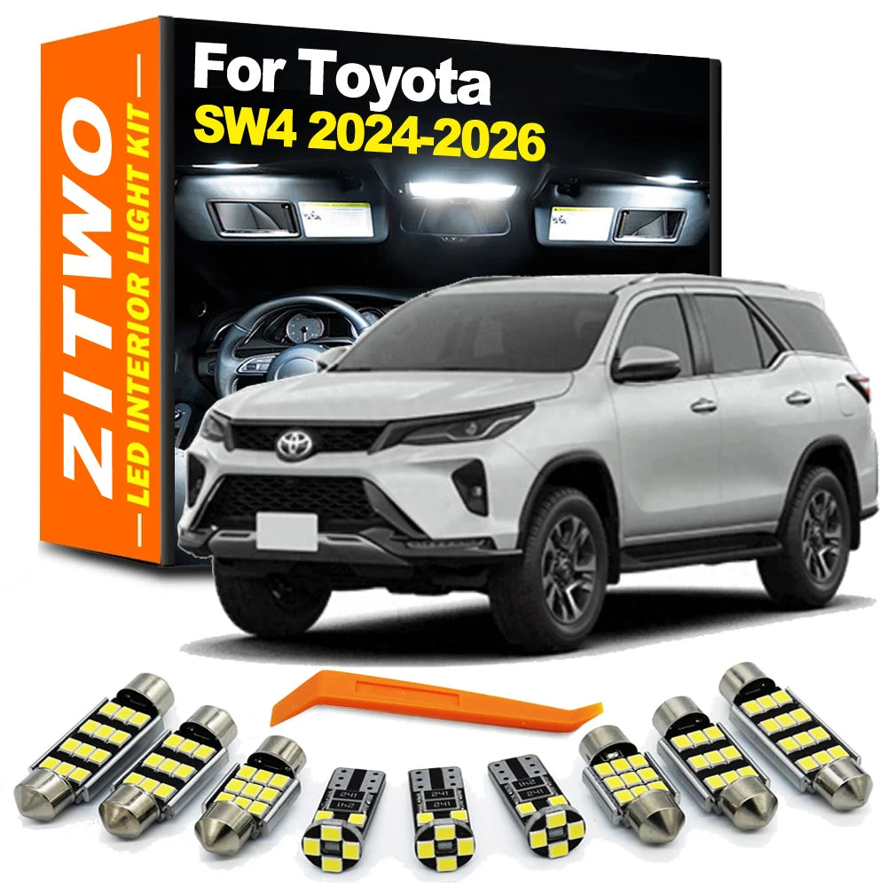 ZITWO 13Pcs LED Interior Dome Map Reading Door Courtesy Light Kit For Toyota SW4 2024 2025 2026 Car LED Bulb Accessories