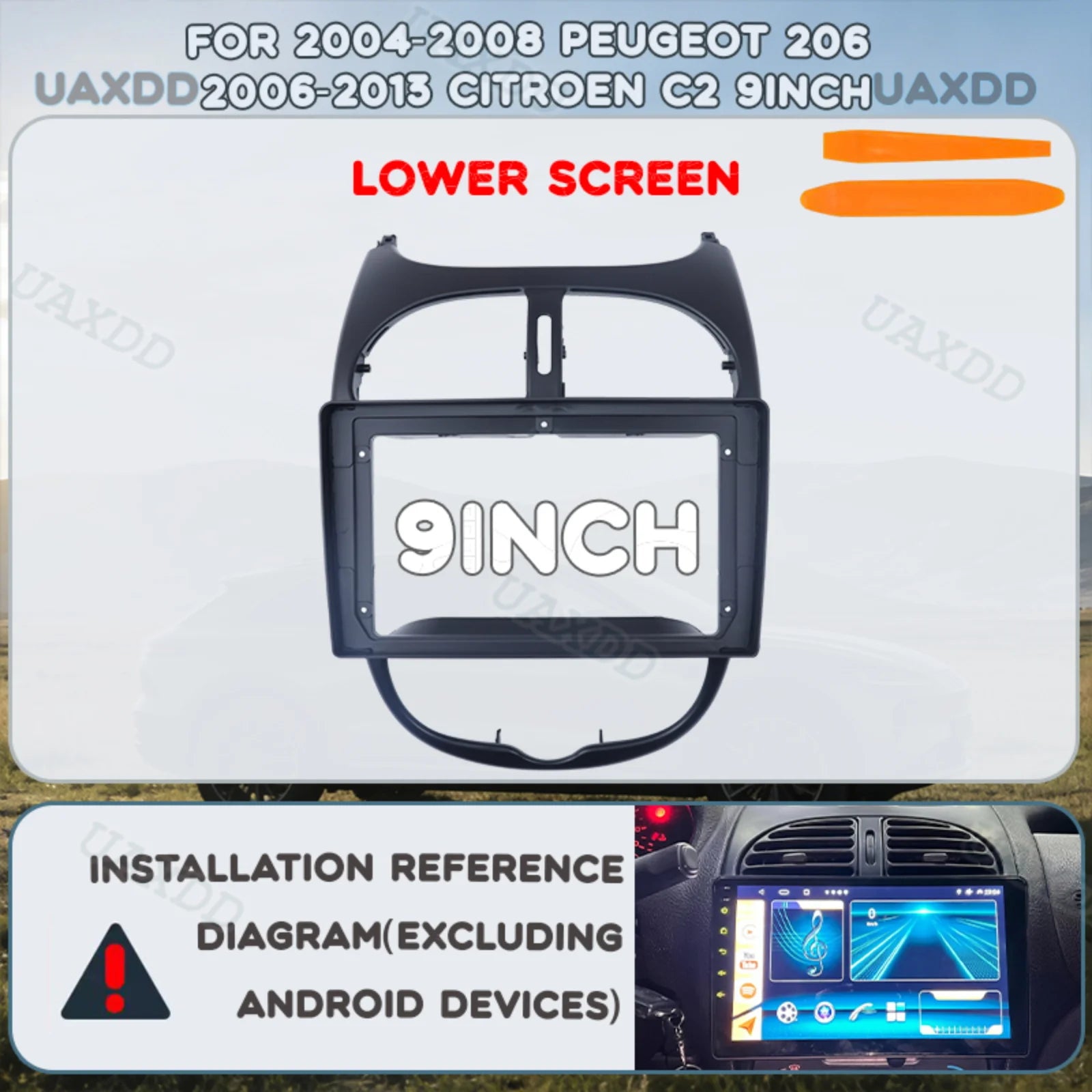 Car Dashboard Panel Kit For 2004-2008 PEUGEOT 206 2006-2013 CITROEN C2 9 Inch plastic acce