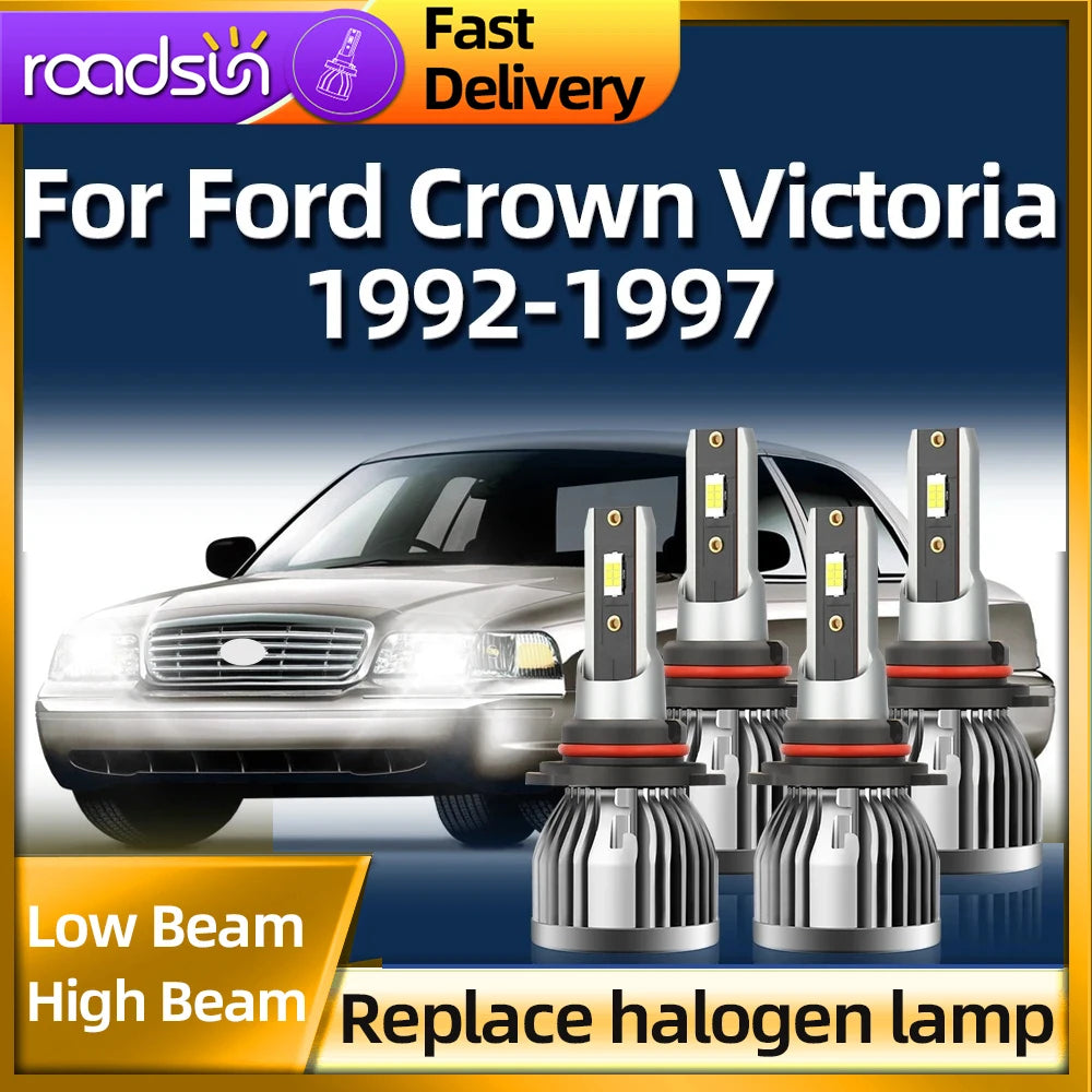 Roadsun 2/4 LED Headlight 110W High Power 9005 9006 Car Lamp Auto Light For Ford Crown Vic
