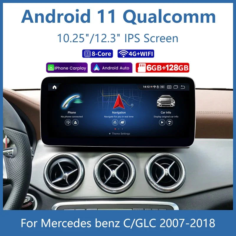 6+128G Qualcomm Android 11 Touch Screen Multimedia Player Display Navigation LTE BT Wifi G