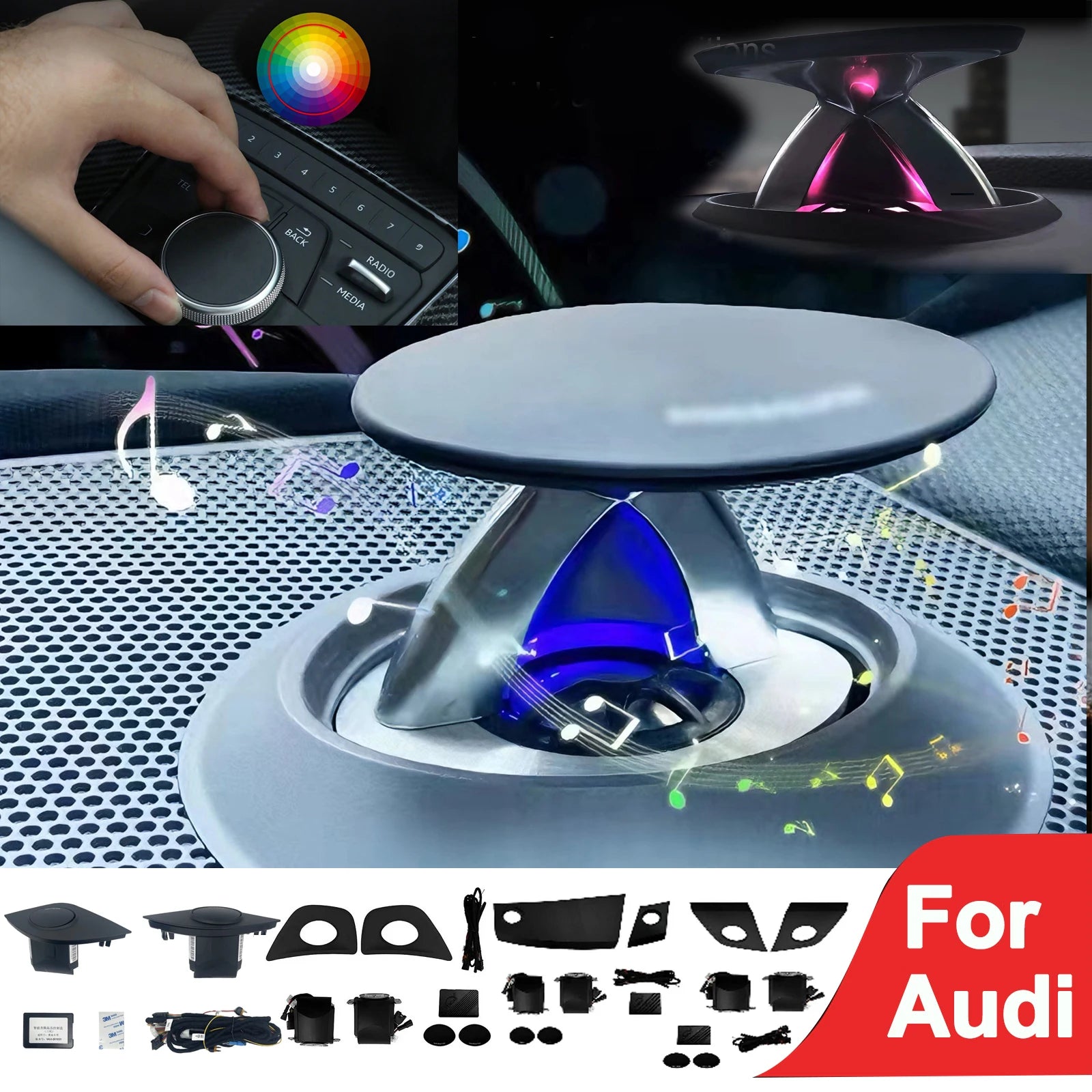 RGB Tweeter Speaker for Audi A7 Q5 A6 - RGB LED Ambient Speaker Car Interior Light