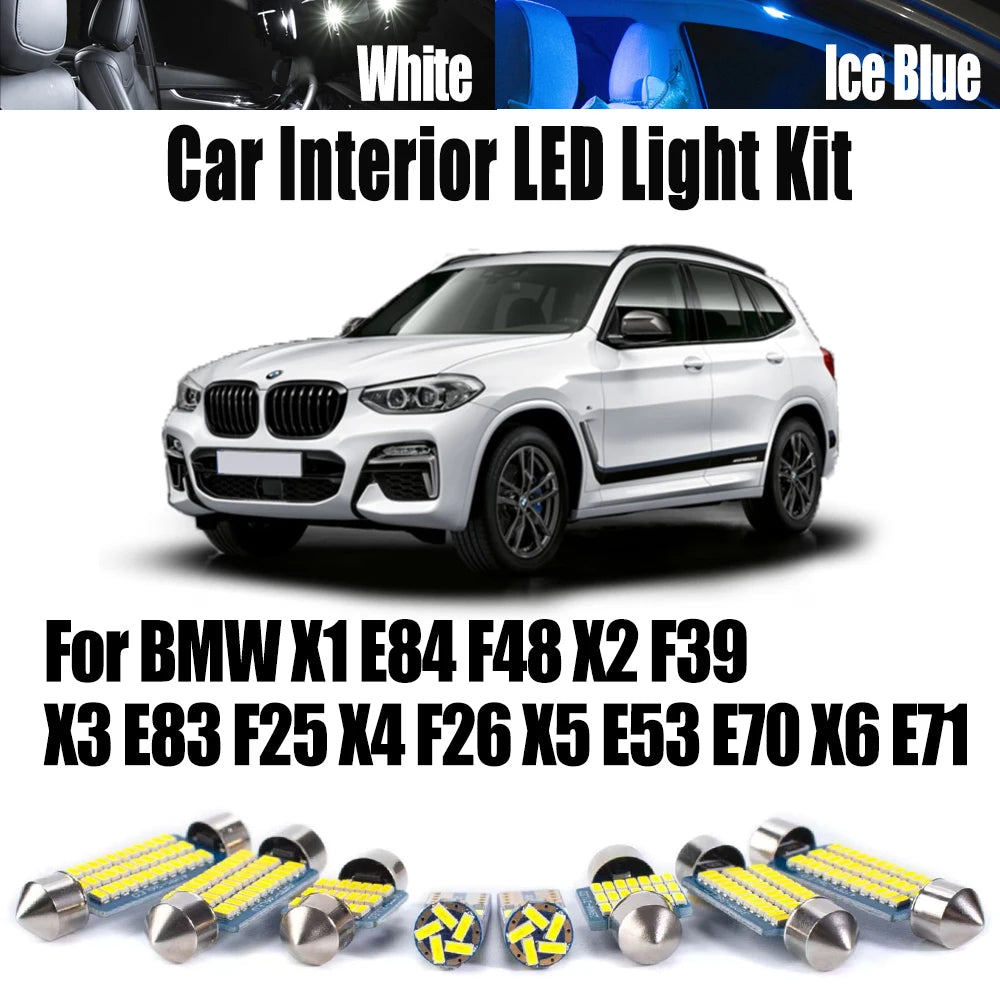 LED Interior Light Kit for BMW X1 E84 F48 X2 F39 X3 E83 F25 X4 F26 X5 E53 E70 X6 E71 Canbus Accessories LED Interior ...