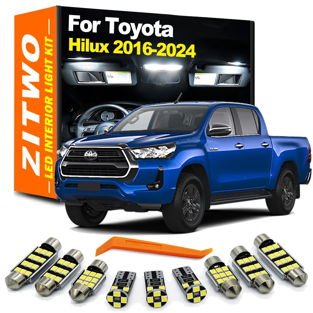 ZITWO 8Pcs Canbus LED Interior Light Plate Lamp Kit For Toyota Hilux 2016 2017 2018 2019 2020 2021 2022 2023 2024 Reading Bulb