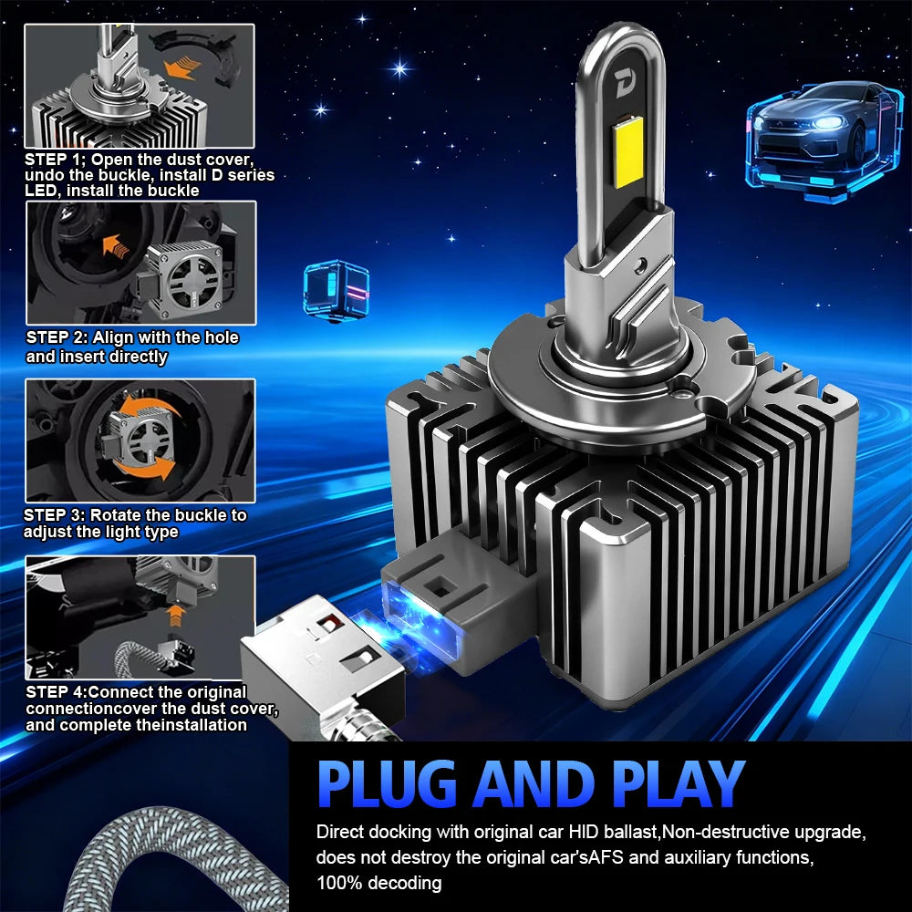 D1S LED Xenon Headlight With Fan 1:1 Design For Mercedes-Benz E-Class W211 E280 E350 2007