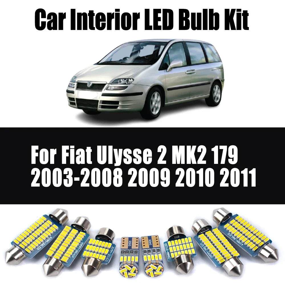 16-Piece LED Interior Light Kit for Fiat Ulysse 2 MK2 179 2003- 2008 - Canbus Dome Map Door Trunk Bulbs | AUTOKITSHOP