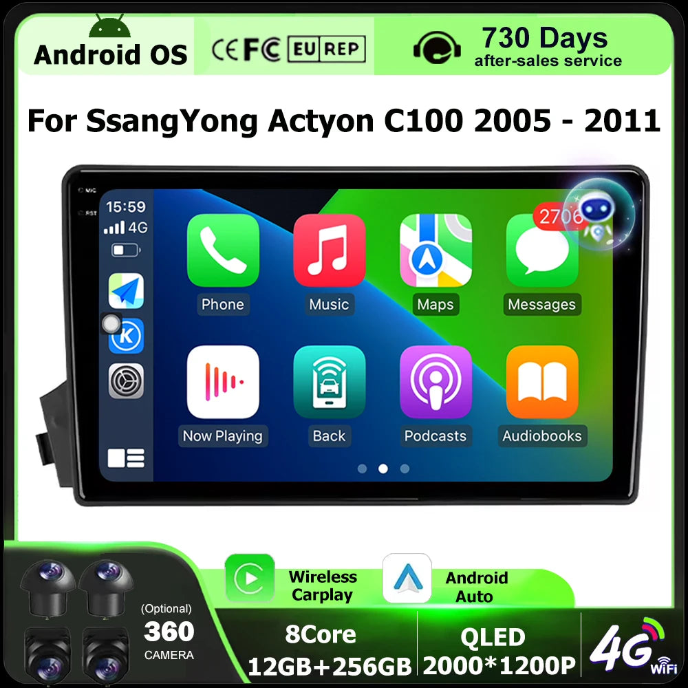 Car Radio Multimedia Video Player GPS Navigation Tools For SsangYong Actyon C100 2005 - 20
