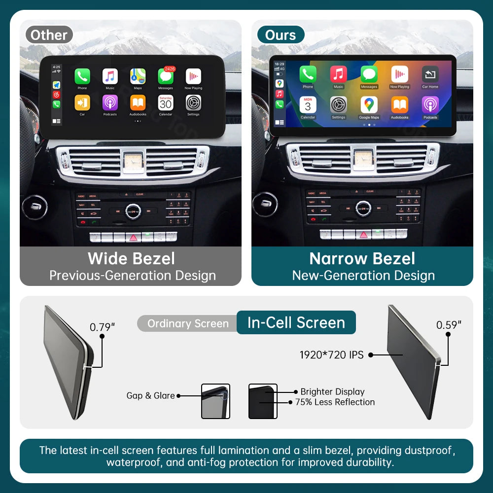 OV RoadTop 12.3 Ultra-thin Touch Screen Wireless CarPlay Multimedia Display for Mercedes-B