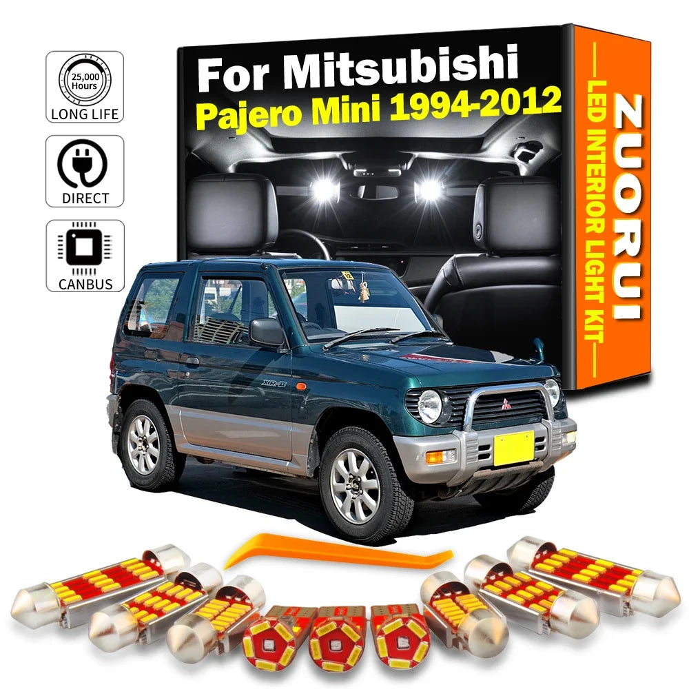10-Piece LED Interior Light Kit for Mitsubishi Pajero Mini 1994- 2010 - Canbus Dome Map Door Trunk Bulbs | AUTOKITSHOP