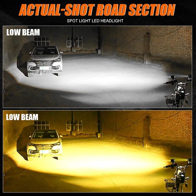Motorcycle Spotlights Auxiliary LED Hi/Low Beam For Moto Universal Headlight Driving Fog L