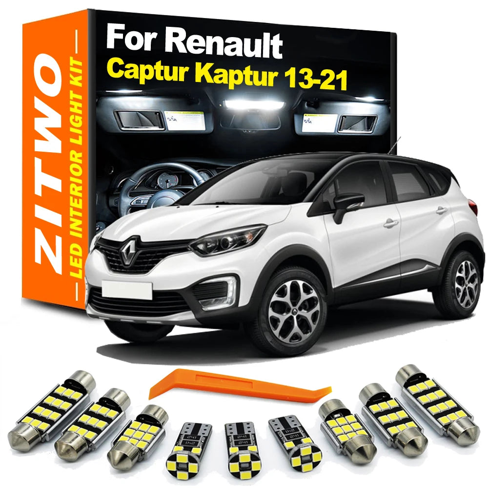 ZITWO 10Pcs For Renault Captur Kaptur 2013 2014 2015 2016 2017 2018 2019 2020 2021 LED Interior Light Plate Lamp Kit Accessories