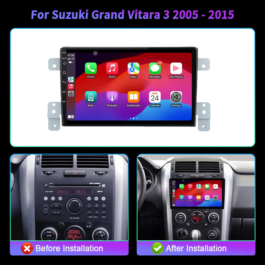 For Suzuki Grand Vitara 3 2005-2015 Car Radio Multimedia Android 14 CarPlay Navigation 786