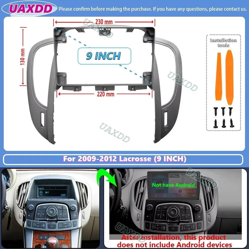 For 2009-2012 BUICK Lacrosse 9inch 2 Din Car stereo radio Android frame panel fascia cable
