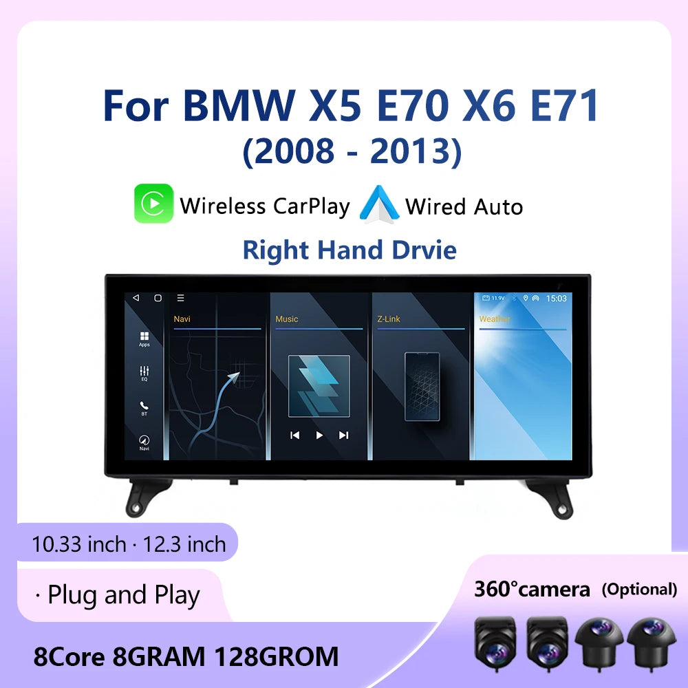 Car Video Multimedia Right Hand Drvie for BMW X5 E70 X6 E71 2008- 2013 CCC CIC System Andr