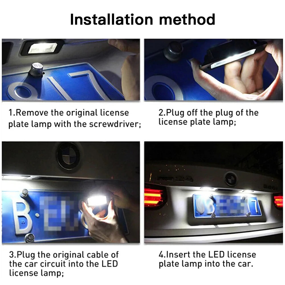 LED License Number Plate Light, 6500K White Auto Number Plate Lamp Fit For VW Caddy Golf P