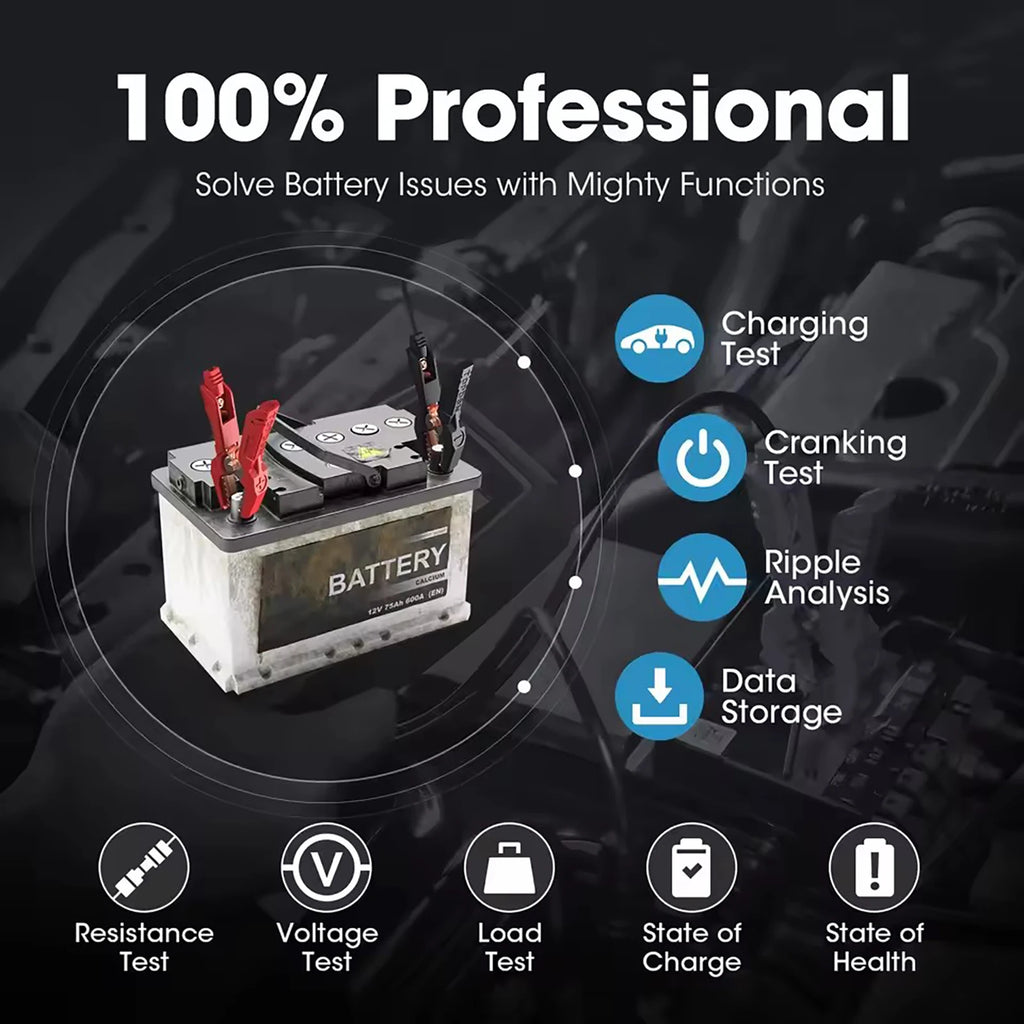 UDSTek Automotive Diagnostic BT200/BT100 Battery Tester 24V/12V Charging Cranking Test Too