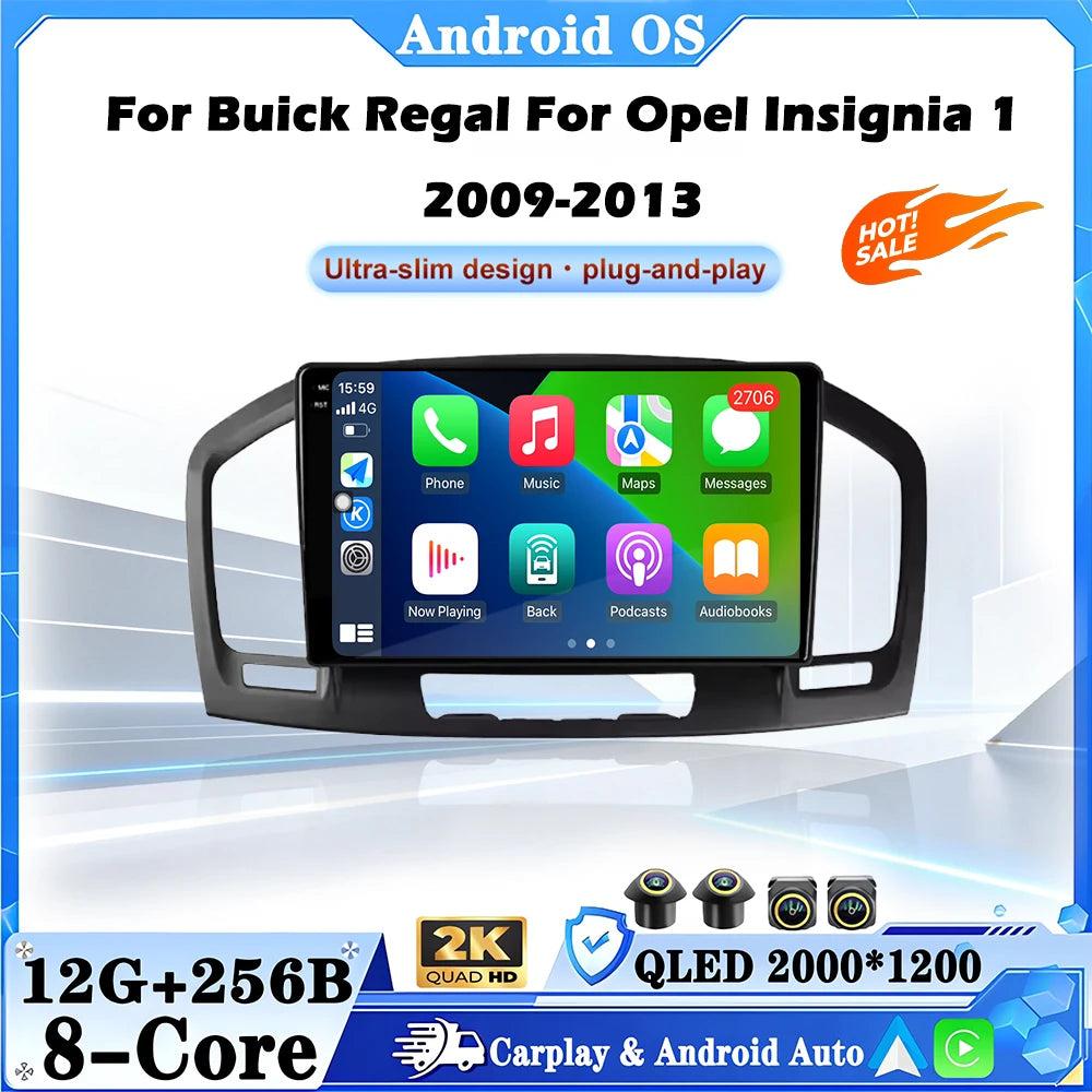 Android 16 QLED Screen For Buick Regal For Opel Insignia 1 2009-2013 Multimedia Player DSP