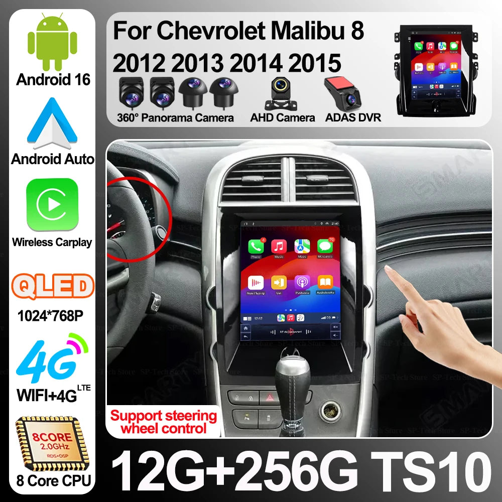 9.7" Car Radio For Chevrolet Malibu 8 2012 2013 2014 2015 Android 16 Multimedia Video Play | AUTOKITSHOP