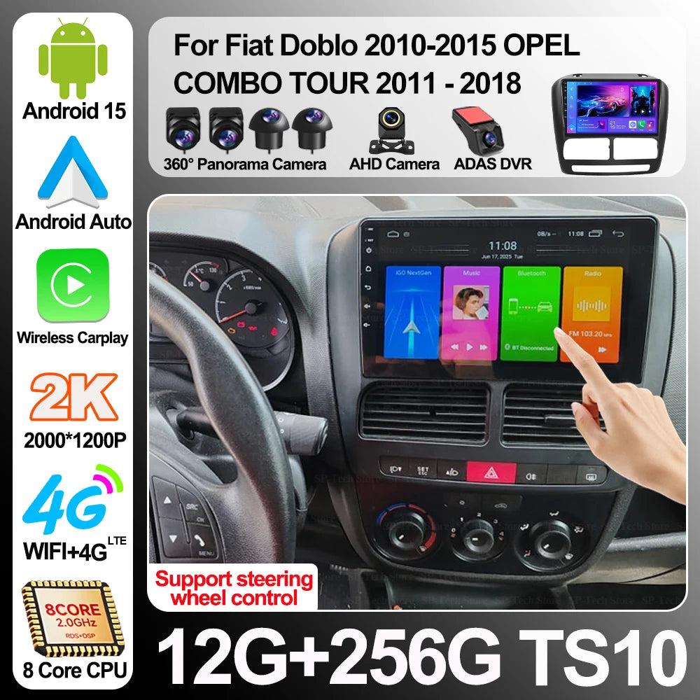 Android 16 For Fiat Doblo 2010-2015 Opel Combo Tour 2011-2018 Car Radio Carplay Auto Multi | AUTOKITSHOP