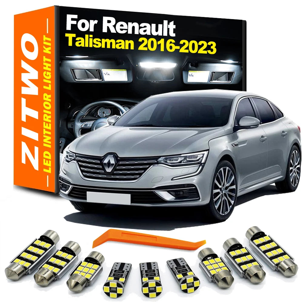 ZITWO 13Pcs For Renault Talisman 2016 2017 2018 2019 2020 2021 2022 2023 LED Interior Light Dome Trunk Foot Sun visor Bulb Kit